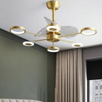 Low Noise Crystal Ceiling Fan Light , Copper Ceiling Fan With Light And Remote