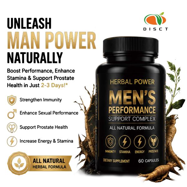 Private Label Men's Herbal Vitality Capsules with Panax Ginseng & Tongkat Ali Extracts - 36-Month Shelf Life
