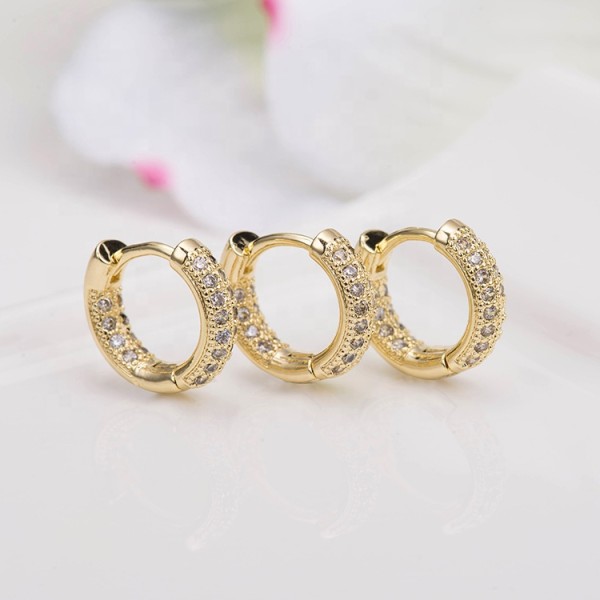 New Hot Sale 14k Gold Geometric Earrings Zircon-encrusted Jewelry Accessories Round Huggie Earrings  Hoop Earrings