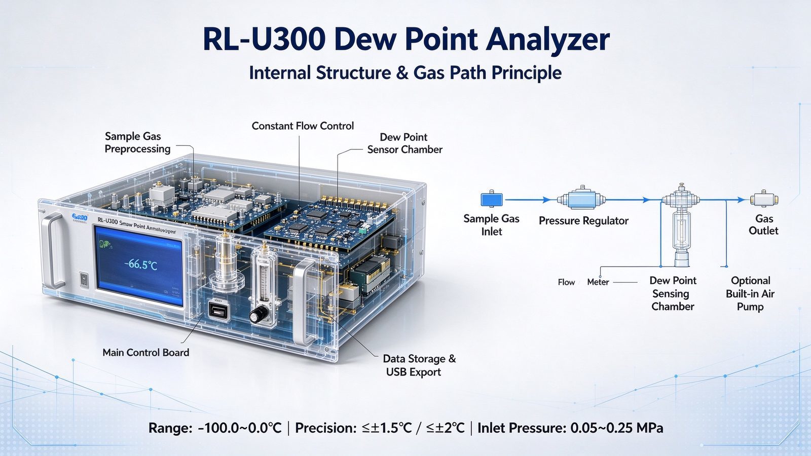Online Dew Point Natural Gas Meter Trace Water Analyzer With Metal Construction