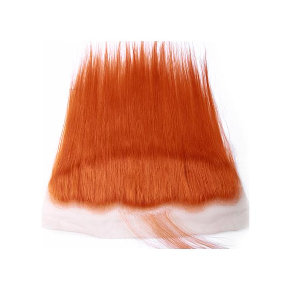 Soft Orange Human Hair Lace Closure 4 * 13 Inch No Chemical Full Cuticle Aligned