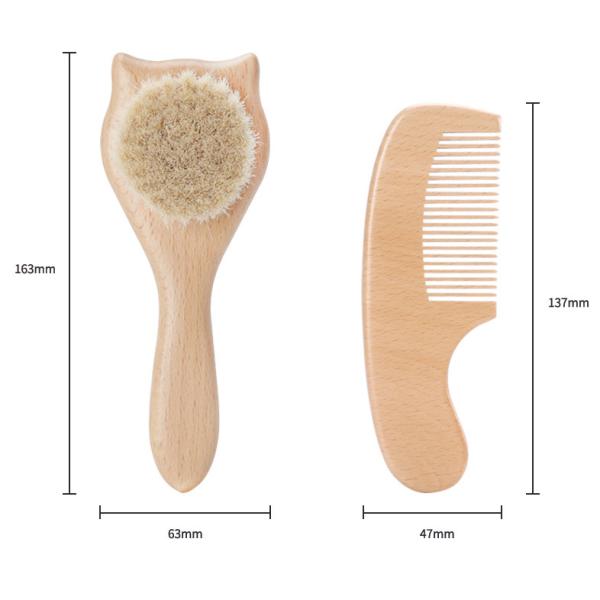 Cepillo para cabello de bebé de cabra de madera de niño pequeño Set de cepillo y peine para baño