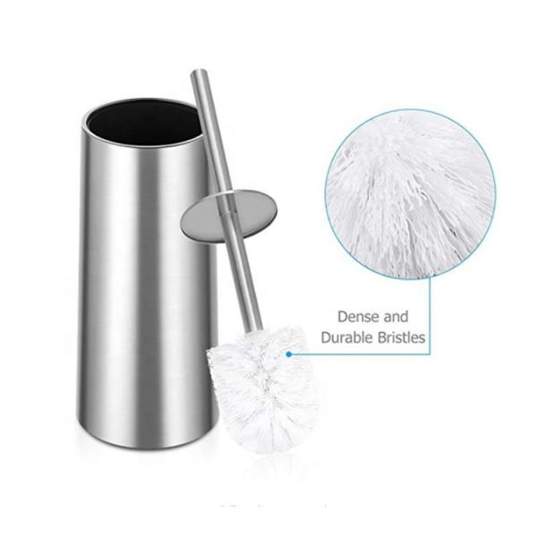 Home Hotel Stainless Steel Toilet Brush Holder Set Free Standing Type