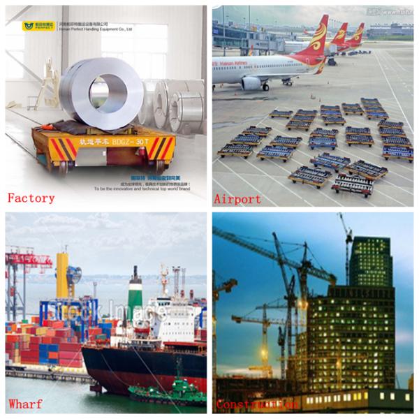 30 Ton Yellow Electric Trailer Trolley / Rail Transfer Cart Storage Battery