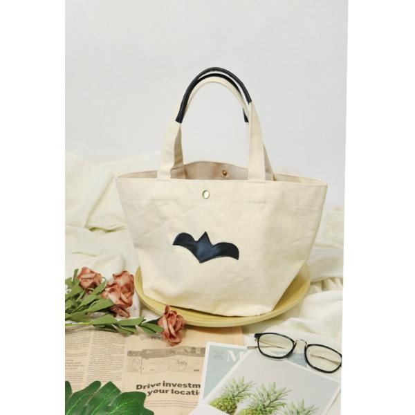 16oz 100% Cotton Canvas Tote Bags , Recyclable Tote Bag With Black Leather Logo