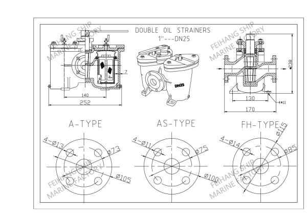 1-DN25 Double Oil Strainers & Duplex Oil Strainer & Double Oil Filter & Duplex Oil Filters