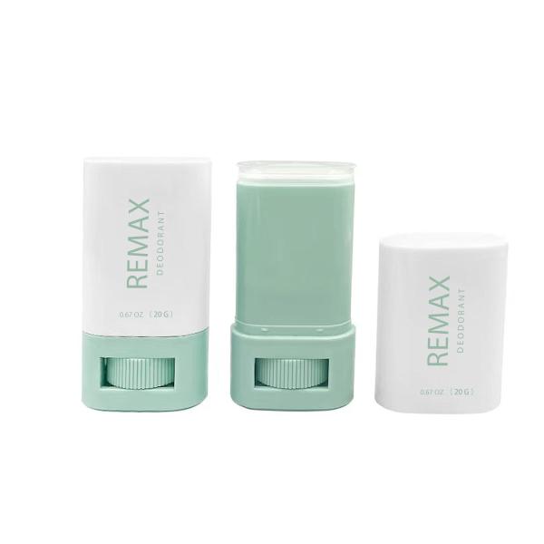20g Green/Blue ellipse smooth bottle with Green/Blue/White lid for fragrance and sunscreen stick