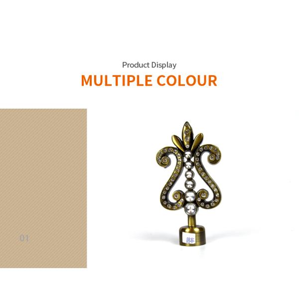 Factory directly wholesale 28mm golden color metal crystal curtain finials curtain rod accessories