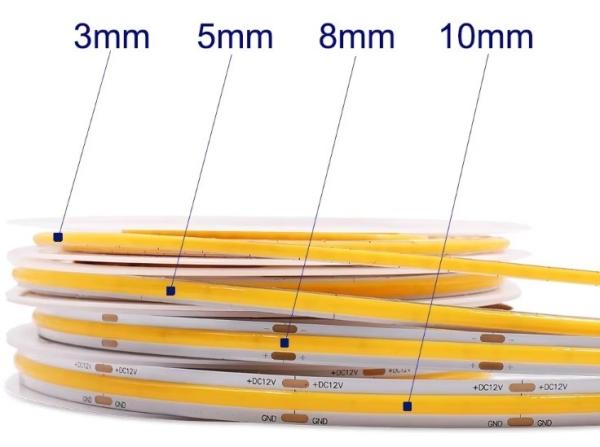 DC 12V 24V 5V Ultra Narrow 3mm Dotless COB LED Strip Light for Flexible Lighting