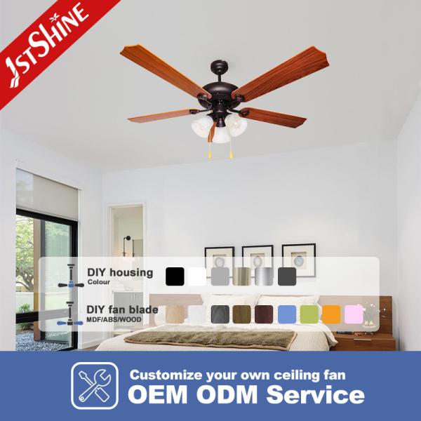52 Inch 60w Noiseless Ceiling Fan 220v 5 Blades For Restaurant Living Room