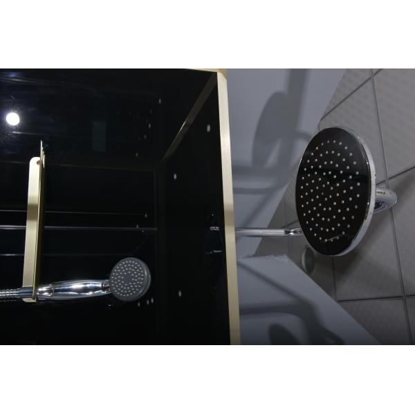 Fashion Pivot Door, Corner Shower Stalls , Square Shower Cabin with white acrylic tray,gold alumimium