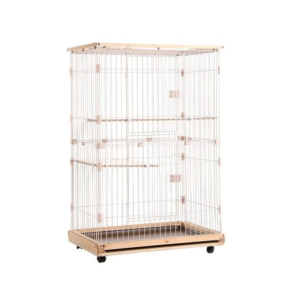 Metal Wire Luxury 3-Tier Cat Villa Cage with Wheels and Tray Toilet CLASSICS Style 24kg