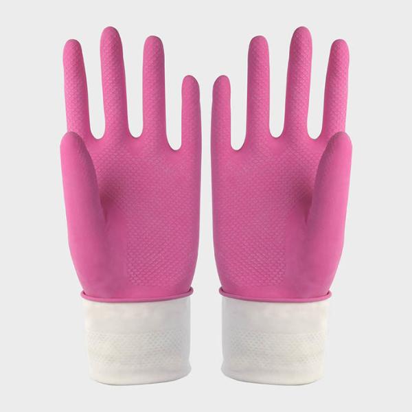 Cotton Flocklined Household Kittchen Rubber Gloves Latex Dishwashing Gloves