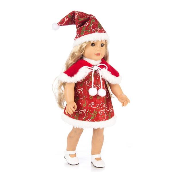 RTS Christmas Princess Dress For Doll Clothing 3pcs set Doll Clothes Dress Hat Wraps For 50cm Doll Girls