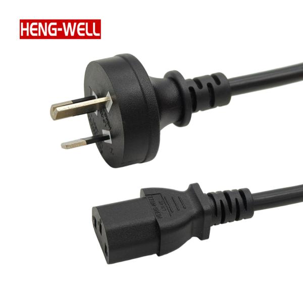 Cordon d'alimentation SAA certifié 10A 250V Australie, prise à 3 broches vers IEC C13, longueur de câble de 20m pour appareils ménagers, utilisation en intérieur, cordon d'alimentation AU 10A 250v avec une forte intensité nominale et une longue durée de vie