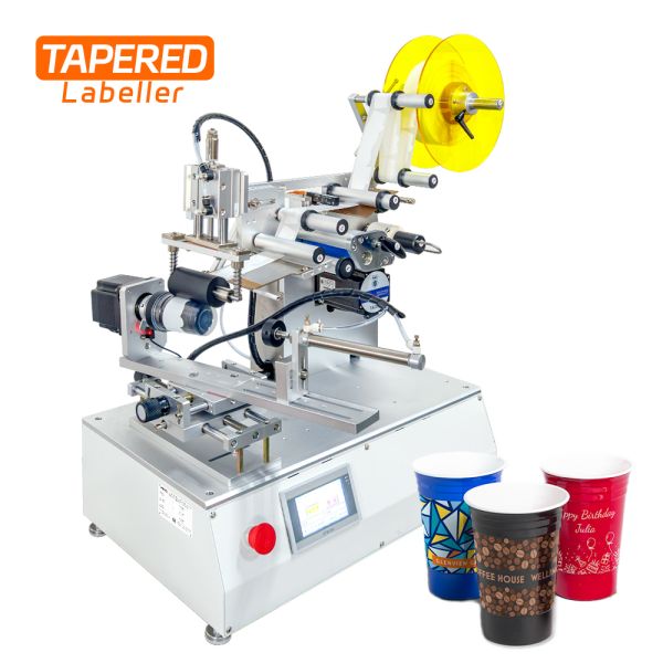 Glue Ahesive Sticker Semi Automatic Labeling Machine Applicator For Dessert Snack Beer Glasses