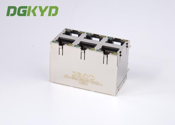 O poder de KRJ -5921S2X3YGZENL sobre o metal do conector dos ethernet Rj45 protegeu o diodo emissor de luz da pilha 2X3 G/Y