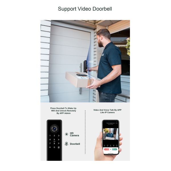 Liliwise Tuya Ttlock Automatic Biometric Lock Rfid Card Wifi App Ble Fingerprint Smart Door Lock With Camera