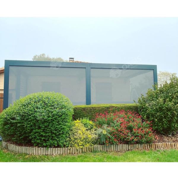 Motorized Outdoor Zip Track Blinds For Retractable Pergolas And Louver Blade Pergolas