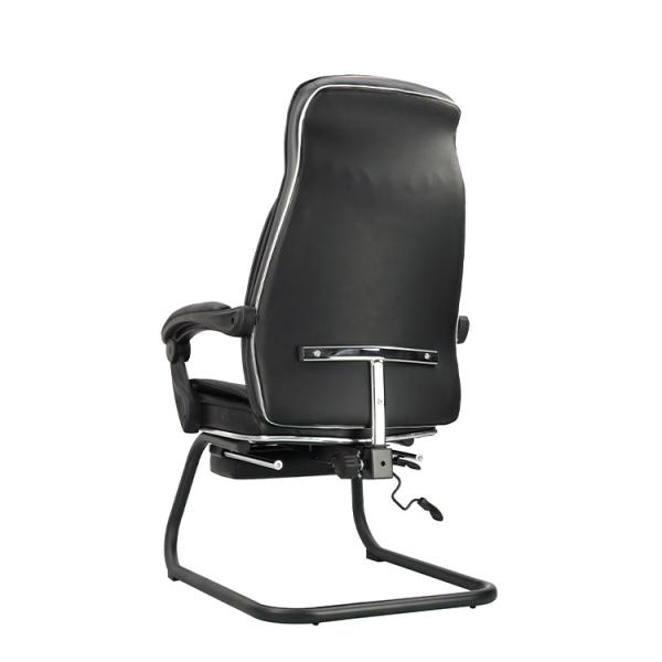Чёрный высокоподнятый кожаный офисный стул с вращающимся и регулируемым высотой