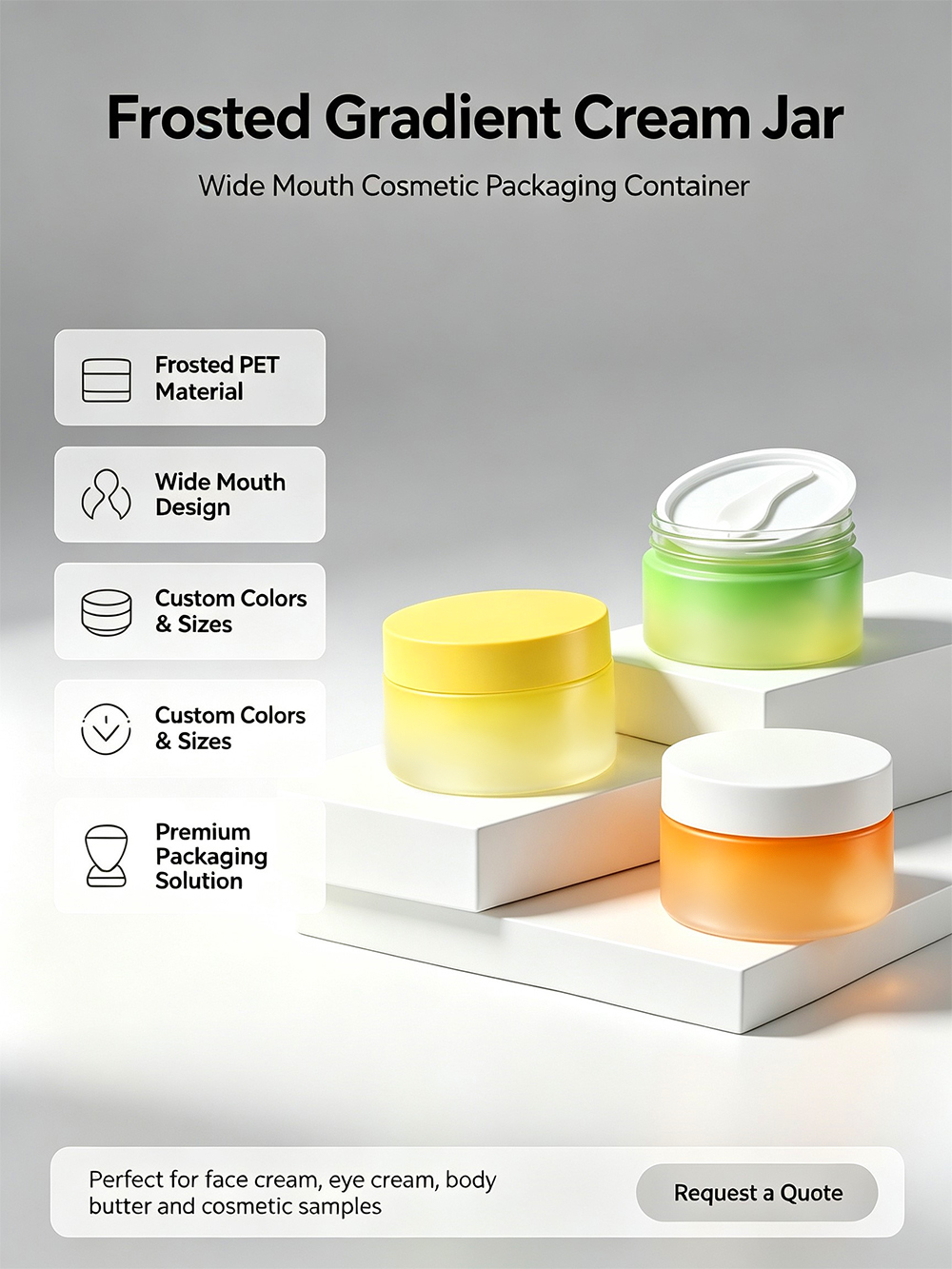 Refillable PET Cream Jar with Leak-proof Seal, Custom-made Colour, and Customizable Capacity