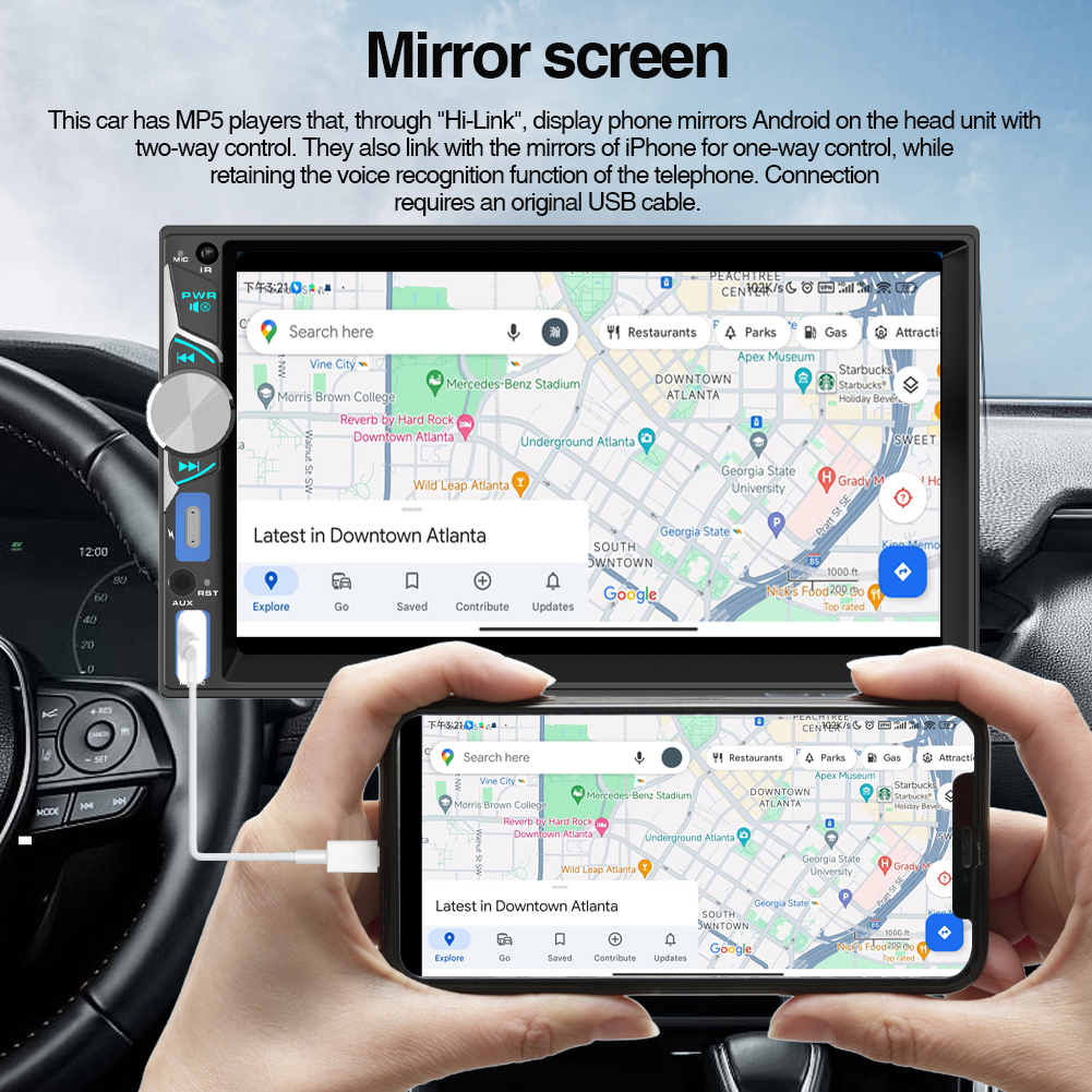 GRANDnavi 2 Din 7Inch MP5 Автомобильная стереосистема BT Wifi Беспроводная CarPlay