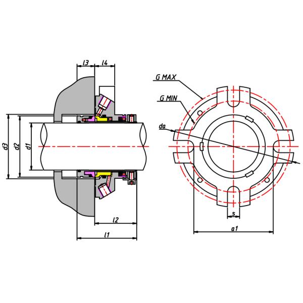 VITON / PTFE Industrial Pump Seal SS316 Anel de vedação estacionário de mola única