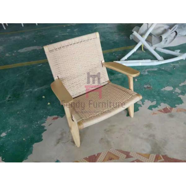 Ash Wood Armrest Garden Leisure Chair 0.45cbm With Rope Back