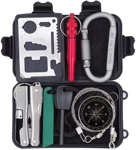 Hot selling outdoor equipment survival kit set first aid box for camping hiking gear emergency accessories rescue tools