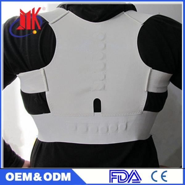 Leather Back And Shoulder Support Belt , Spine Correction Brace With Magnetic Stone