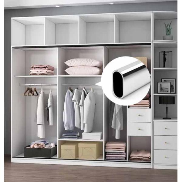 14.5mm Clothes Hanging Oval Rod Aluminium Alloy Wardrobe Rod Spider Closet Rod
