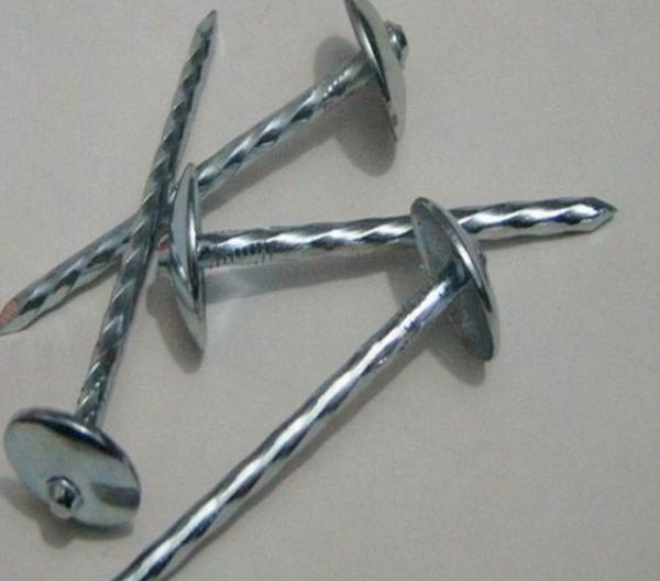 Umbrella Head Metal Working Tools , Q195 Galvanized Roofing Nails Twisted Shank