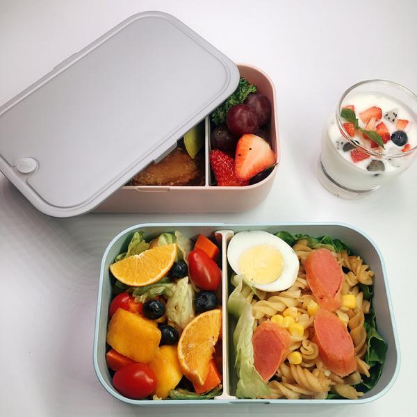 Large Capacity 1000ml Blue Rectangle BPA Free Food Container with Movable Divider