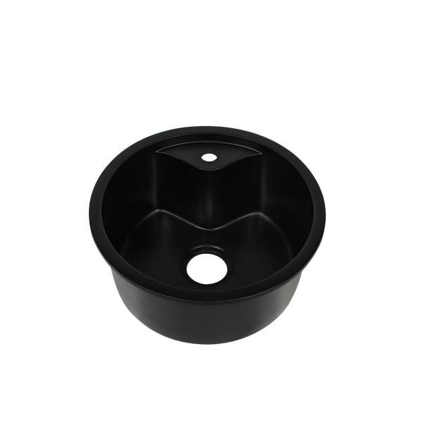 кварц Undermount 410mm черный вокруг одиночной кухонной раковины шара с Splashback