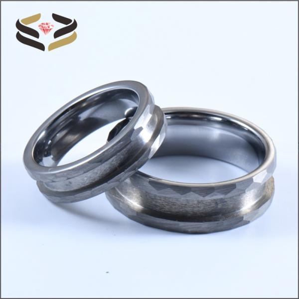 Third Party Appraisal Silver Hammered Tungsten Ring Blank Inlay Ring Cores 6mm 8mm for Men and Women