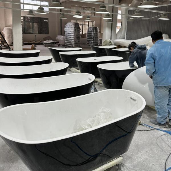 US 200 Samples Freestanding Acrylic Bathtub Narrow Rim Border Bulk Packing Oval Design