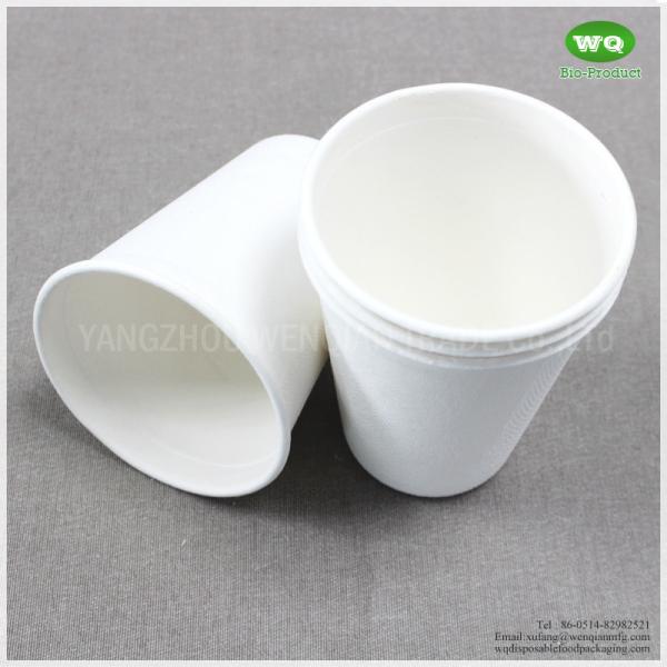 9Oz Natural Plant Fiber Drinking Cup, Easy Green 9oz Cup,High Quality Bleached Color Sustainable Bagasse Coffee Cup