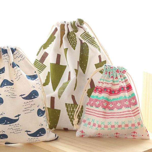 OEM ODM Cotton Linen Drawstring Bags Household Storage Organization