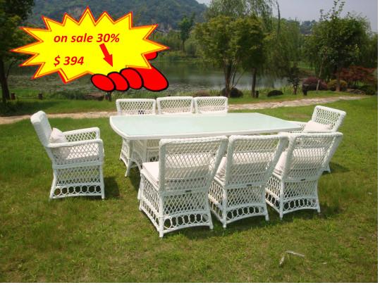 All Weather Wicker Patio Furniture 9pcs Rattan Garden Dining Set Outdoor