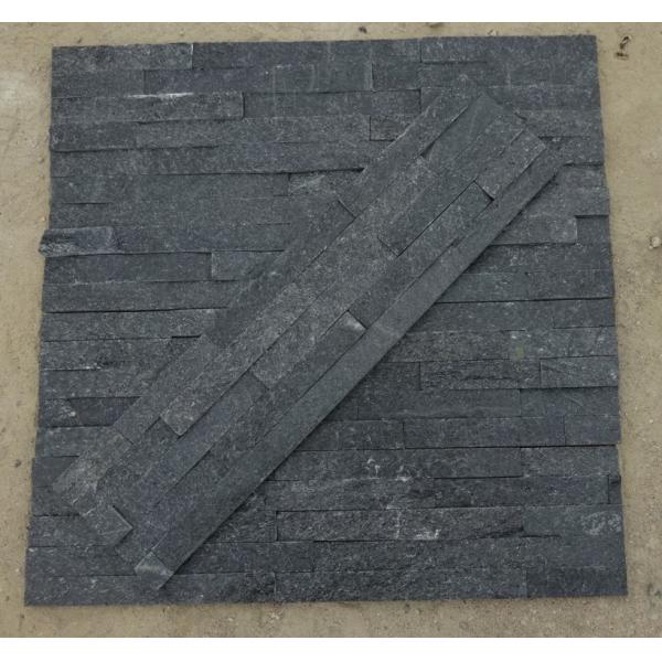 60x15cm Black Quartzite Stacked Stone Veneer Panels