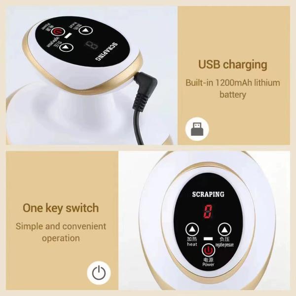 Masajeador inalámbrico eléctrico de raspado y ventosas con terapia de luz roja, masajeador eléctrico Guasha