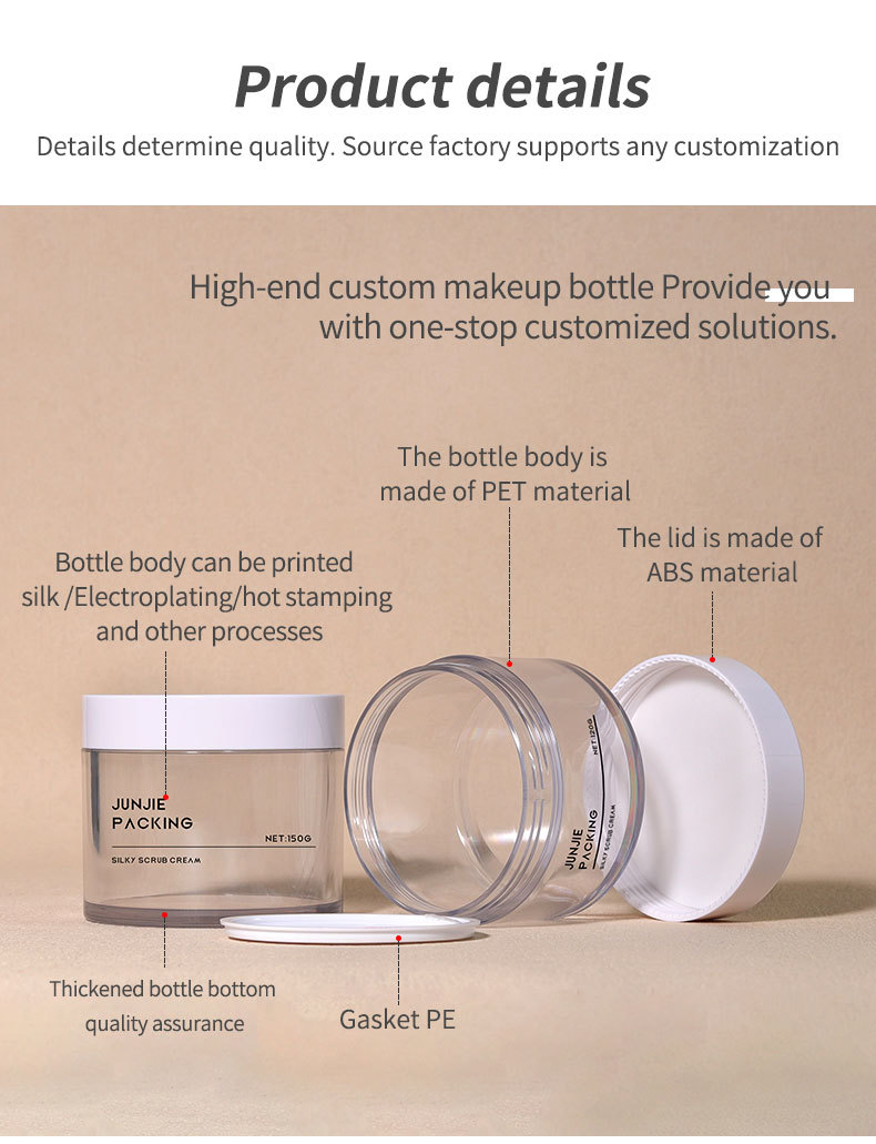 Luxury 250ml 200ml Makeup Jar with Wide Mouth PET Plastic Body Scrub Jars for Skincare Face Cream with Screw Cap