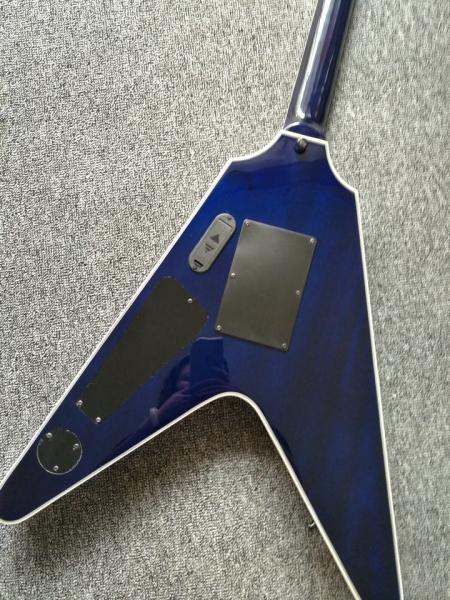 2017 custom kinds colors alien flying v guitar free shipping blueburst color ebony fretboard flying v electric guitar