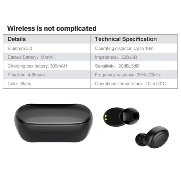 Sports Wireless Bass Earphones IPX-4 Waterproof Smart Touch Control