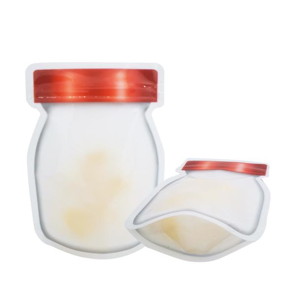 Custom Ziplock Bags Resealable Mason Jars Shape Stand Up Reusable Packaging Bags with Window for Storage Food, Snacks