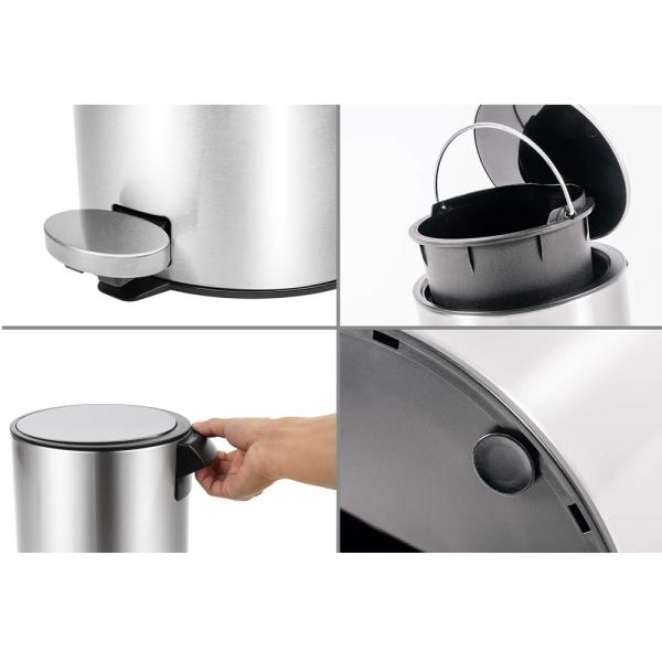 Household Indoor Trash Can Stainless Steel Pedal Dust Bin Trash Can With Plastic Inner Bucket