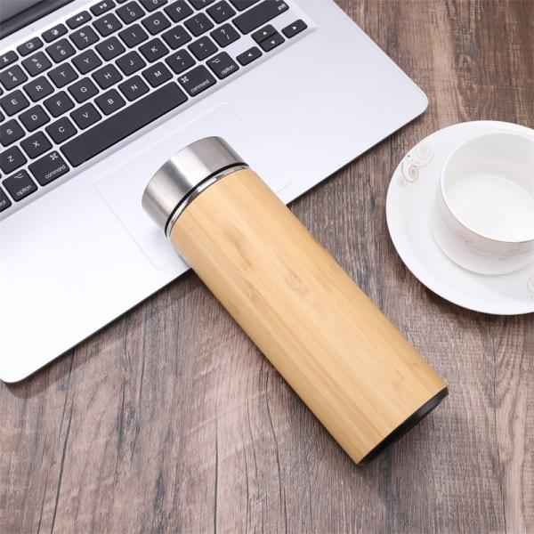 Tablette de voyage en bambou isolée avec filtre à infuser Manche pour le café chaud ou le thé froid Set cadeau de tasse de café en acier inoxydable pour les amateurs de thé Maintient les boissons chaudes plus longtemps