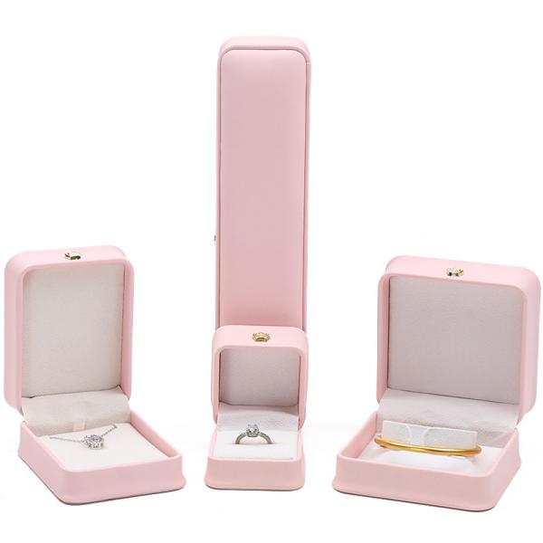 10*10*5cm Pink Leather Jewelry Box for Crown Bracelets Pendants and Rings Custom Logo