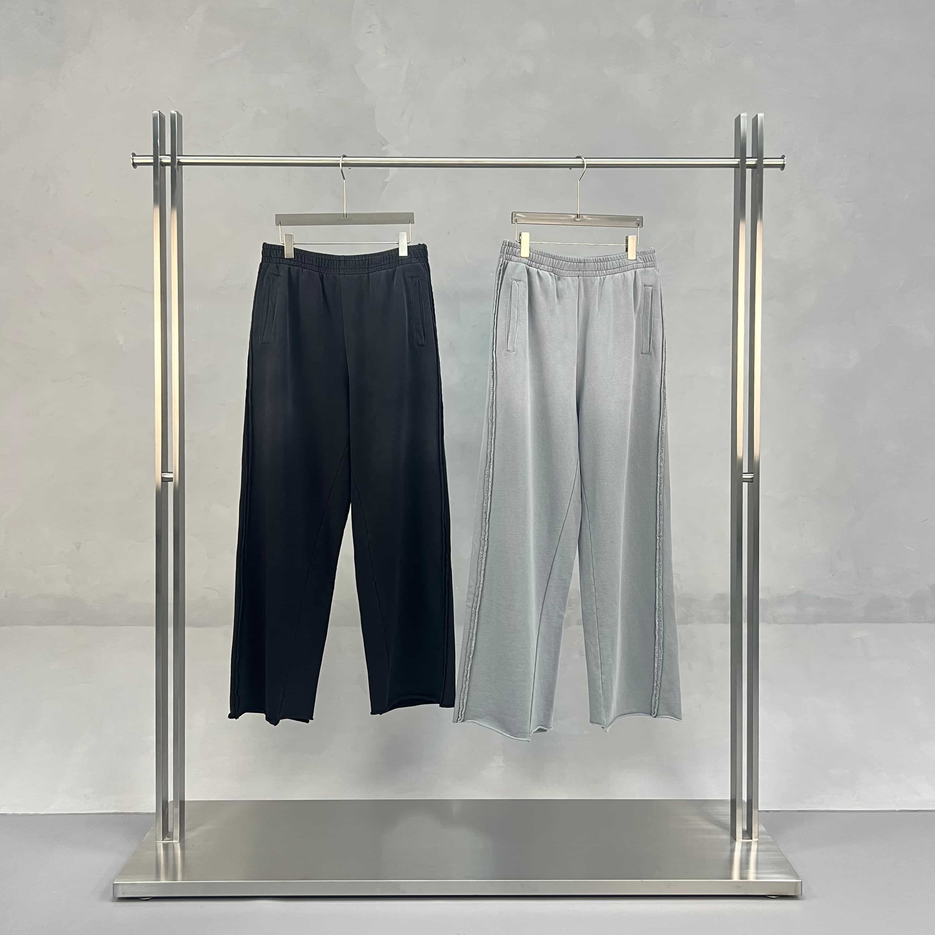 Custom 100%cotton Raw Edge Oversized Sweatpants for Streetwear Brands