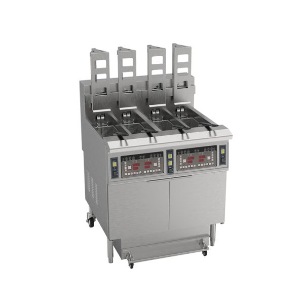 OFE-H413 Auto Lift 4 Pots 4 Baskets Digital Computer Panel With Oil Filter System 28kw Electric&Gas Open Deep Fryer